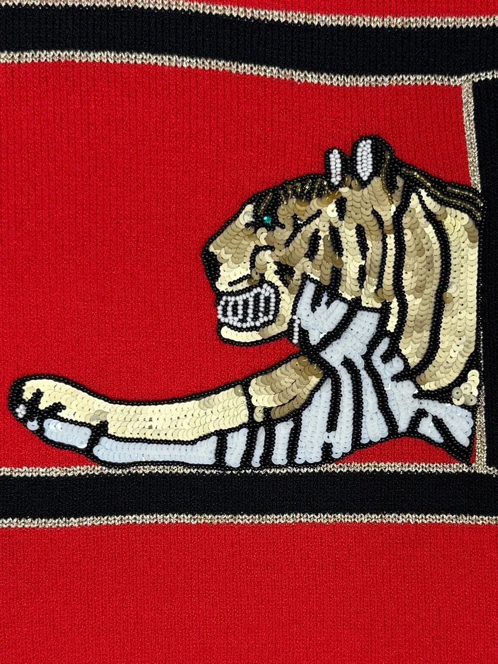 Vintage Antonella Preve New York Embellished Sequin Bead Tigers Tunic Sweater - Picture 7 of 17